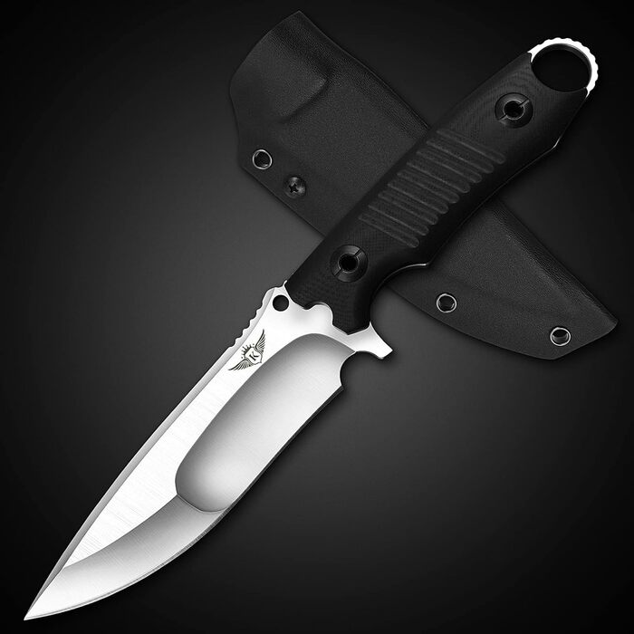 Ніж для полювання KOMWERO з фіксованим лезом D2, G10 рукоятка, Kydex чохол, гострий туристичний ніж для виживання, бушкрафту, з подарунковою коробкою, нековзка ручка