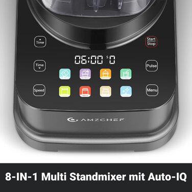 AMZCHEF 8-in-1 Multi Stand Mixer with Auto-IQ | 2000W High-Performance Mixer with LCD Touchscreen | 2L Blender with 8 Smart Menus and 10 Speeds for the Kitchen | Gray 25.6 x 20.1 x 47.6 cm Gray
