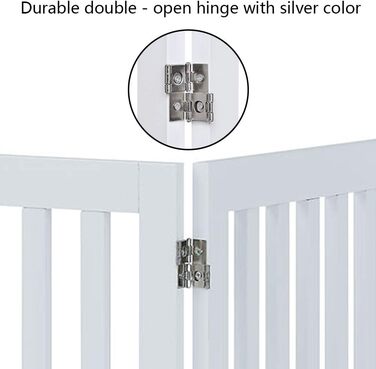 Захист для собак Unipaws: відбійник для сходів, без свердління, дерев'яне дитяче огорожа, розкладне, для каміна, з ніжками, білий (4 елементи, 91 см)