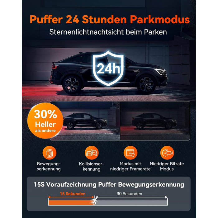 Відеореєстратор VANTRUE S1 Pro 2.5K + 1080P, GPS, WiFi, STARVIS, Паркування, Нічний режим, G-сенсор
