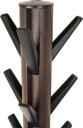 Umbra Flapper Coat Rack – Clothes Rack with 9 Foldable Hooks for Entryway and Office, Wood, White, 57.2 x 57.2 x 165.1 cm, White (Black/Walnut, Single)