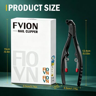 Професійний кусачок для товстих нігтів на ногах FVION: великий кліпер з довгим ручкою та подвійною пружиною для літніх людей та людей з обмеженою рухливістю, чорний