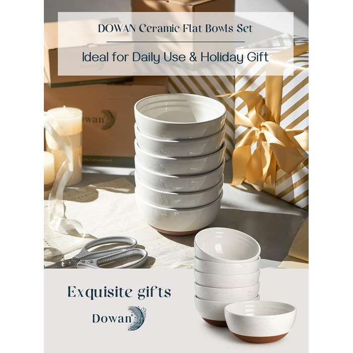 Набір мисок DOWAN для мюслі, супів та салатів, 6 шт, 680 мл (білий та коричневий)