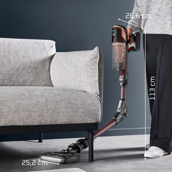 Акумуляторний вертикальний пилосос Rowenta X-Pert 6.80 Flex, 100 AW, бездротовий, винно-червоний