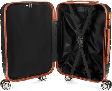 Набір валіз BruBaker Paris - 3 шт. з жорстким корпусом (M, L, XL) з кодовим замком, 4 колеса, ручки. Чорний та світло-коричневий