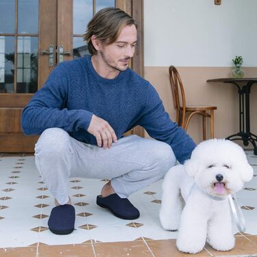 Чоловічі плюшеві тапочки VeraCosy з ефектом Sherpa, Memory Foam, антиковзаюча підошва, домашні тапочки, синій, 42/43 EU