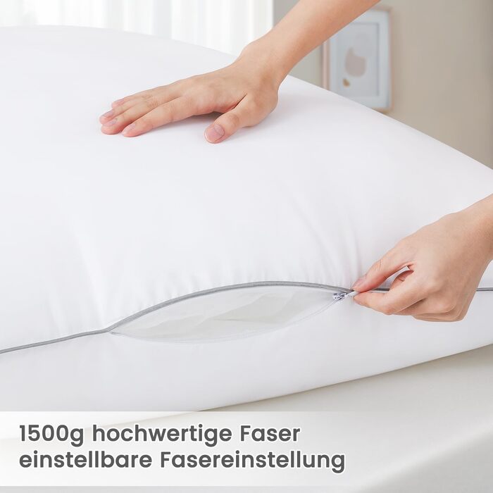 BedStory Pillows 80x80 Adjustable Fiber Filling, Pillow 2-Pack with High-Quality Microfiber Filling 1500g x 2, Washable and Soft Bed Pillow Sleeping Pillow Sofa Pillow Side Sleeper Pillow 80x80cm