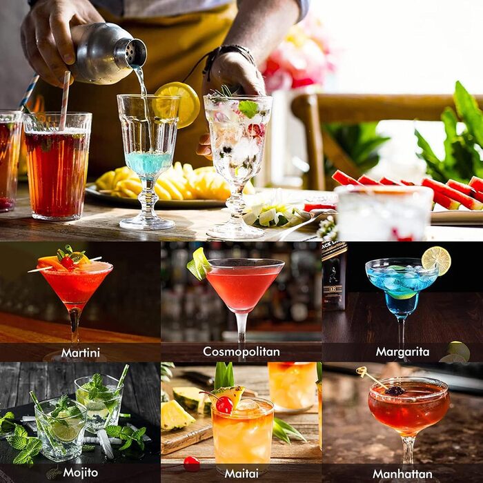 Професійний шейкер для коктейлів Lychee з нержавіючої сталі (12 предметів) / Набір для коктейлів преміум-класу / Шейкер для коктейлів / Ідеальний набір для дому та бару (550 мл) (350 мл)