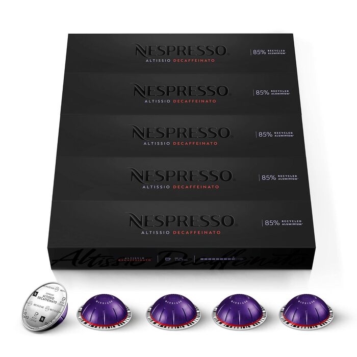 Кава Nespresso Vertuo Altissio Decaffeinato, інтенсивність 9, 50 капсул (10 шт. в упаковці)