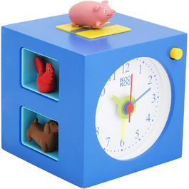 KOOKOO KidsAlarm Blue, Children's Alarm Clock with 5 Farm Animals and Real Recordings