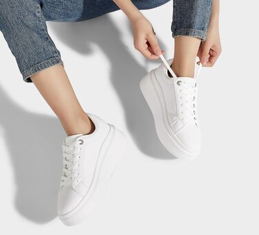 Жіночі кросівки на платформі LUCKY STEP, білі, з екошкіри, зручні повсякденні, розмір 38 EU