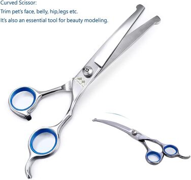 Набір для грумінгу собак 5 в 1: професійні ножиці з безпечними закругленими кінцями, високоякісна нержавіюча сталь, ідеально підходить для грумінгу тіла, обличчя, носа та вух (блакитний)