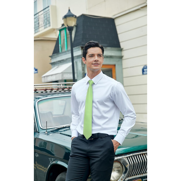 Комплект краватка, хустинка та запонки Hisdern для весілля, однотонний, зелений (Salbei Grün-3)