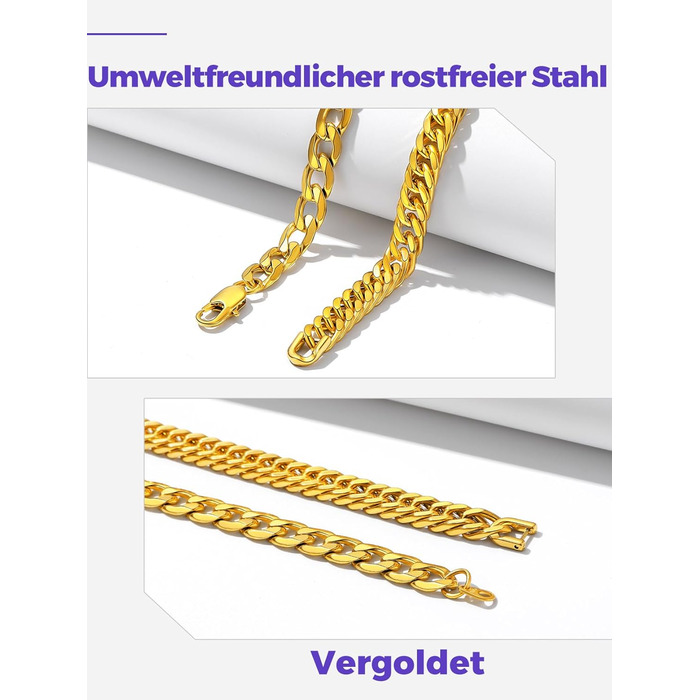 Набір браслетів для чоловіків Richsteel з нержавіючої сталі, 3 шт. (Чорний/Сталь/Золото), 9/8/4 мм, довжина 19/21/23 см, для подарунка