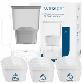 Скляний фільтр-глечик Wessper D2 BOROSILICATE 3л, сірий + 10 фільтрів