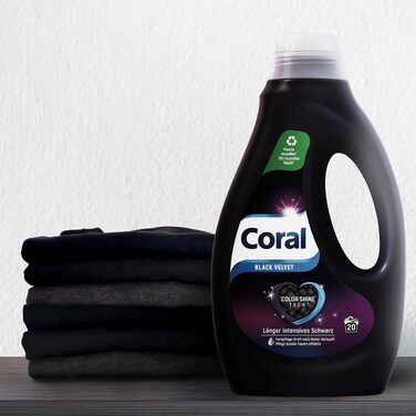 Рідкий засіб для прання чорної білизни Coral Black Velvet з Color Shine Tech та сироваткою для захисту волокон, 6 x 1 л (6 л)