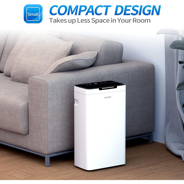 Зволожувач повітря 12 л/день з цифровим дисплеєм, нічний режим, резервуар 1.4 л, для дому, з колесами, безперервна подача