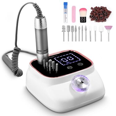 Електрична нігтьова фрезер 45000 RPM з LCD-дисплеєм для манікюру та педикюру, професійна, рожеве золото