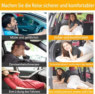KMZ Automatic Car Mattress, 2 Pillow Car Air Mattress, Double-Sided Thickened Flocked Auto Mattress, Inflatable Car Bed for Trunk Rear Seat