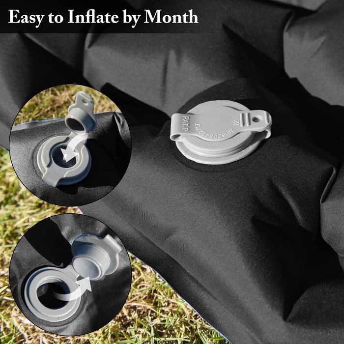 Ultralight Inflatable Camping Mat with Pillow - Waterproof Folding Air Mattress for Camping, Hiking, Travel & Backpacking - Black