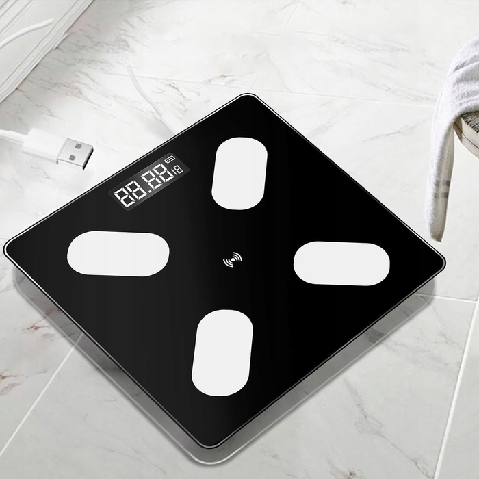 Електронні ваги для ванної з Bluetooth, чорне скло, до 180 кг