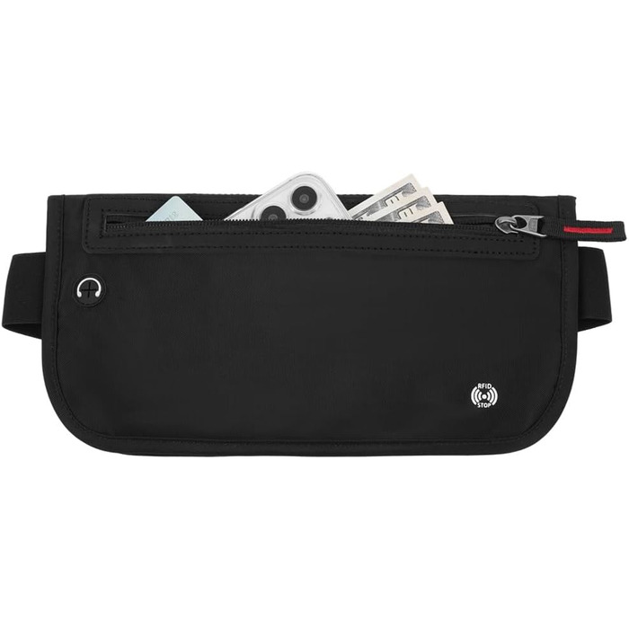 Чоловіча/жіноча поясна сумка DiULi, чорна, з RFID захистом, для подорожей, спорту та активного відпочинку