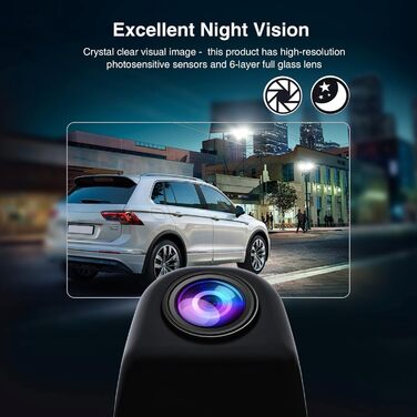 Автомобільна HD камера заднього виду PARKVISION, 142° широкий кут, нічне бачення, металевий корпус, паркувальні лінії, чорна
