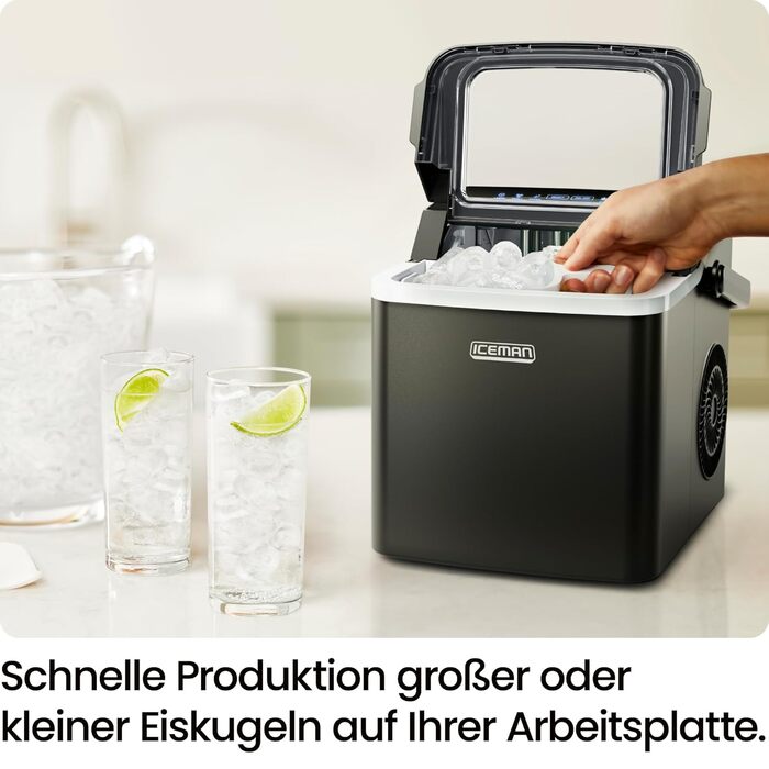 Chefman Iceman Dual-Size Ice Maker - Portable Ice Machine with Self-Cleaning Function, Makes 9 Cubes in 7 Minutes, 10kg/24h Capacity, Includes Scoop