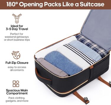 Набір валіз UKEIN 3 шт. з жорстким корпусом, для подорожей, з TSA замком та спіннер колесами. Включає рюкзак та косметичку. (Чорний/Коричневий)