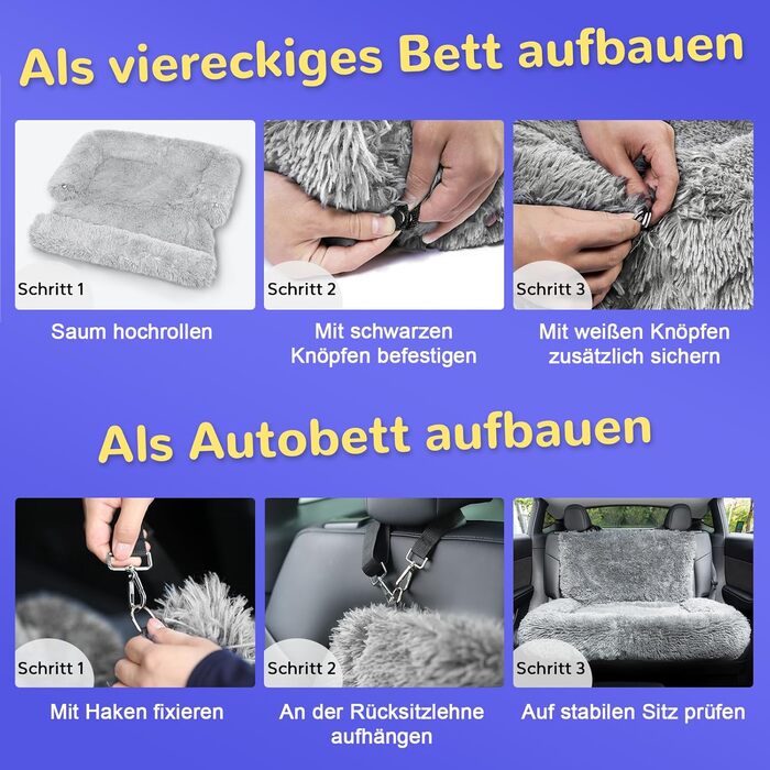 Захист для дивана Mora Pets: м'яка собача подушка, водовідштовхувальний килимок для собак, 89 x 112 x 15 см (4-в-1), сірий