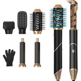 Фен-щітка 6 в 1 для волосся, Airstyler Set, автоматичний локонів, термощітка, фен, для жінок, чорний
