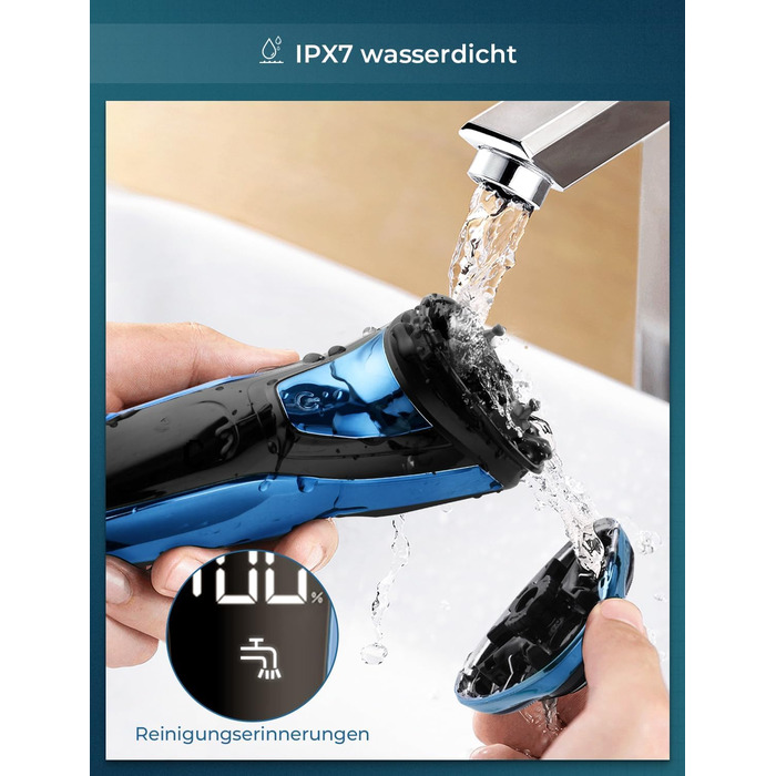 Електричний чоловічий бритва CITHOT RS8336: вологе та сухе гоління, прецизійний тример, IPX7, синій