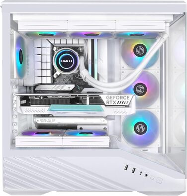 Корпус для ПК Lian Li Vector V100 – ATX Midi Tower з Tempered Glass, RGB-підсвічуванням, 4x 120мм вентилятори, підтримка радіатора 360мм, GPU до 415мм, Back Connect, білий