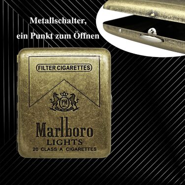 Металеве етажерка для сигарет на 20 штук, сімейний дизайн, нержавіюча сталь, підходить для чоловіків та жінок, 2 шт. (1 шт. Marlboro)