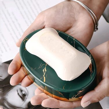 Миска для мила з імітацією мармуру FülleMore, кераміка, чорний колір, 12x8.5 см