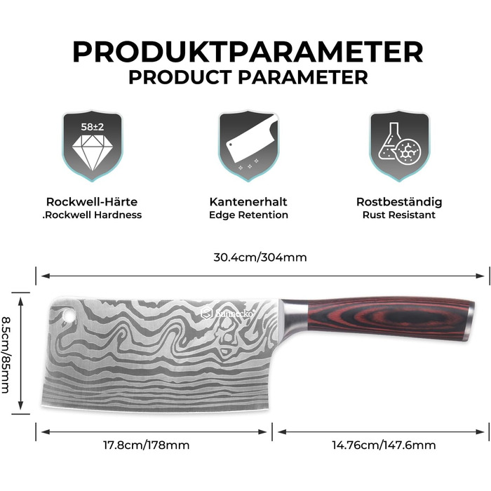 Японський ніж Sunnecko Santoku 17 см - професійний кухонний ніж для приготування їжі, універсальний ніж шеф-кухаря