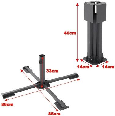 Large metal garden parasol stand, foldable, parasol stand, umbrella stand for the terrace, protects from the sun and provides shade