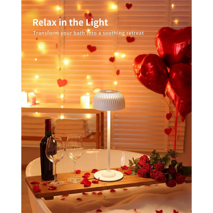 Світлодіодна настільна лампа бездротова LED для вулиці та дому, диммована, з акумулятором 5200mAh, водонепроникна IP54, чорна (D-біла)