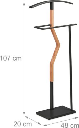 Підставка для одягу Relaxdays для чоловіків, гак та штани, 107x48x20 см, метал з імітацією дерева, сірий/натуральний колір