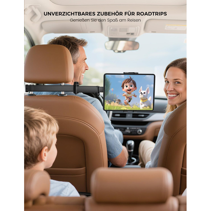 Утримувач для планшету в авто OHLPRO - розсувний, 48 см, універсальний, сумісний з iPad, смартфонами, Switch, з металевими кільцями