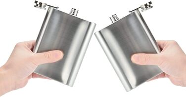 Набір з 2 фляг DealKits з нержавіючої сталі, 227 мл (8oz), з воронкою, для алкоголю, 304 нержавіюча сталь