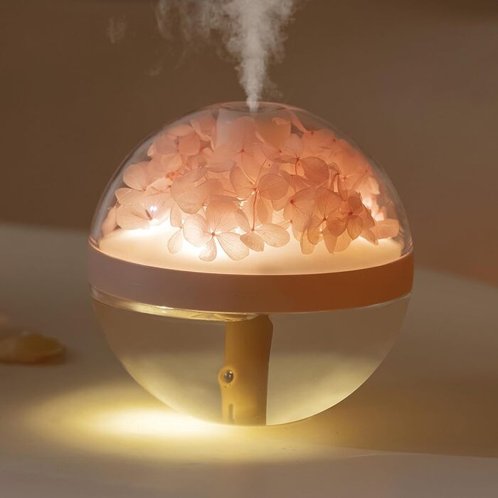 stored a 270 ml water-filled humidifying spray bottle, a fully rechargeable essential oil diffuser, a night light, and a waterless drain (Pink)