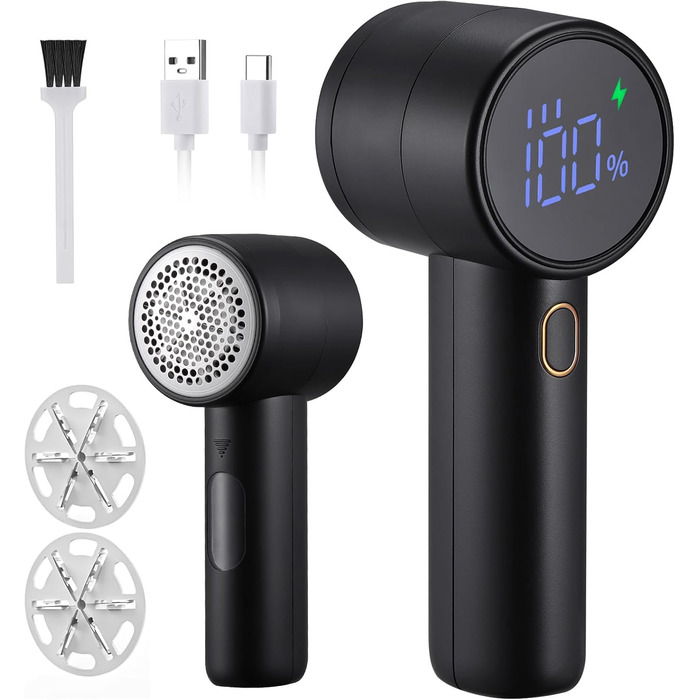 Електричний видалення ворсу Kssvzz: бездротовий зрізувач ворсу для одягу, 3 швидкості, LED-дисплей, USB-зарядка, 2 змінні леза