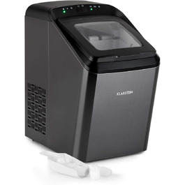 Машина для приготування льоду Klarstein Eiswürfelmaschine, 2.9 л, 15 кг, великі та малі кубики, швидка, самоочисна, Partytime (чорний)