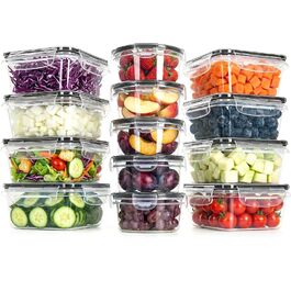Набір контейнерів для зберігання продуктів Haushaltszauber 13 шт (8 кв. 0.55л + 5 круг. 0.24л) | Герметичні, BPA-free, штабельовані, прозорі | Для кухні, холодильника, морозильника