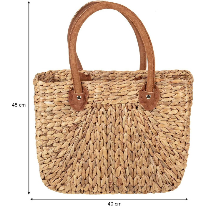 SIDCO Shopping Bag Shopper Basket Water Hyacinth Shopping Basket Straw Bag Natural