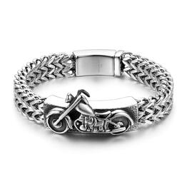 Чоловічий браслет-ланцюг JewelryWe в готичному стилі для байкерів з нержавіючої сталі, сріблястий