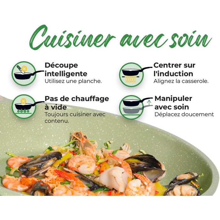 Набір каструль та сковорідок JUST PERFECTO (21 шт., зелений) з індукційним покриттям, без PTFE та PFOA, з антиподряпальним силіконовим покриттям