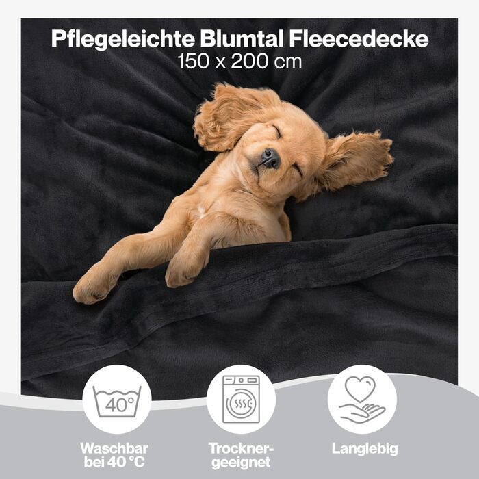 М'яка ковдра Blumtal Kuscheldecke: флісова ковдра 150x200 см, сертифікат Oeko-TEX, для дому та відпочинку, колір антрацит
