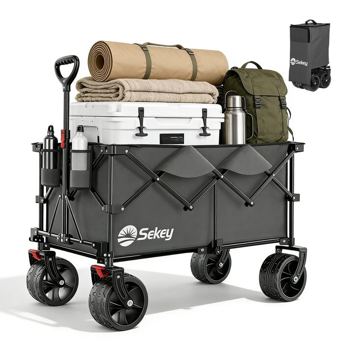 Універсальний складаний візок Sekey XXL Plus 200L/200кг з гальмами та широкими колесами для бездоріжжя, антрацит